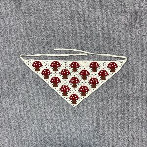 Crochet Mushroom Scarf Womens One Size White Headscarf Boho Hippie Festival